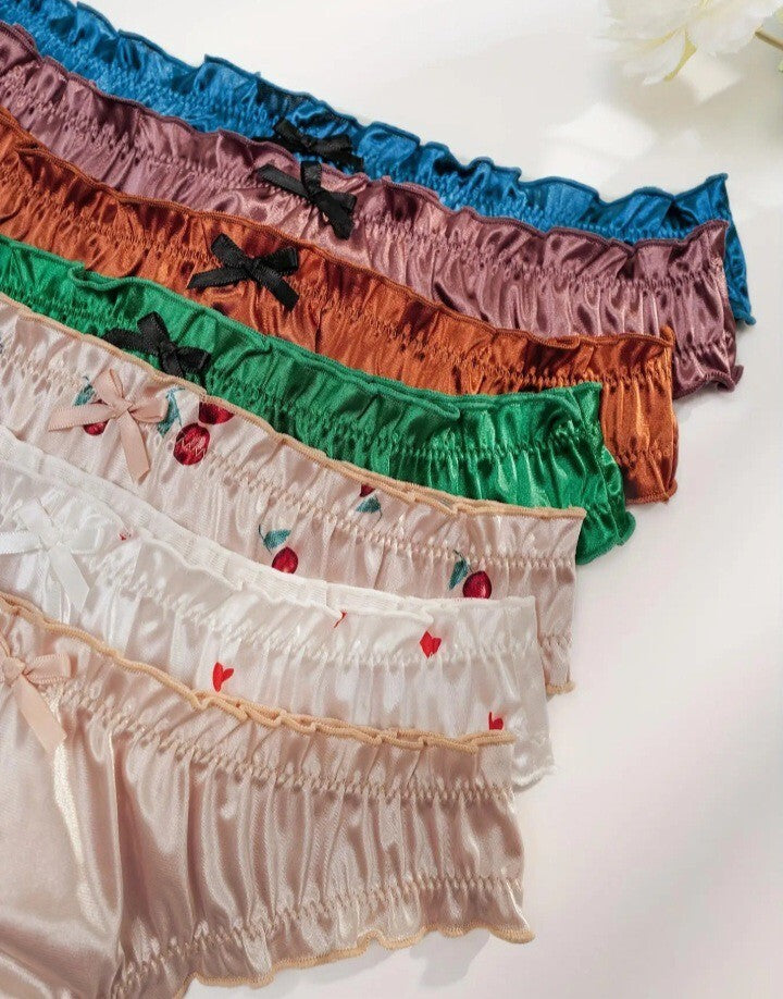 Silky thongs satin knickers bow detail frill trim beautiful and comfy