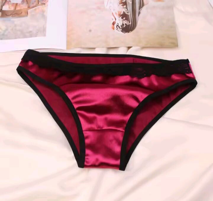 Women's stunning shiny soft silky feel satin knickers lace trim lush colours