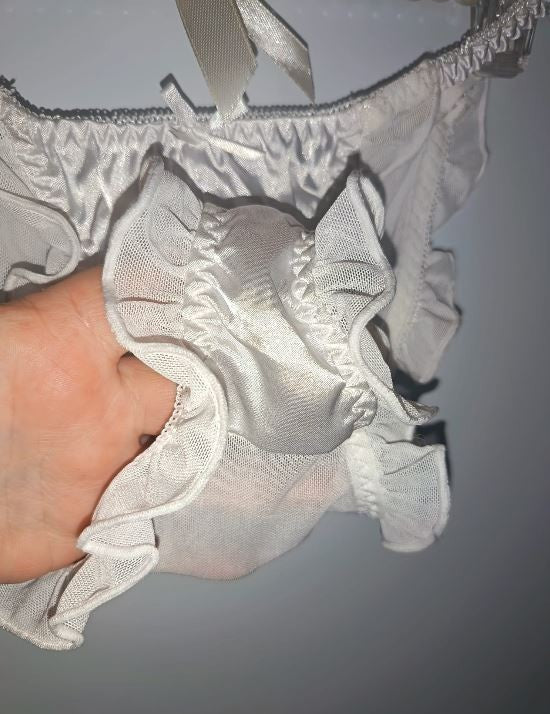 2 pack Sheer Mesh Ruffle Panties Satin Fairycore Coquette Lingerie size 8 S