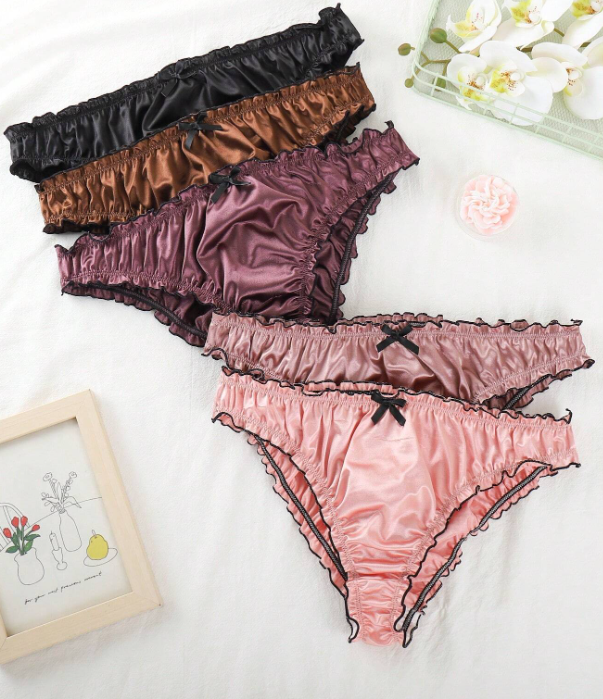 Luxurious ruffle edge satin / silk panties sissy CD soft knickers