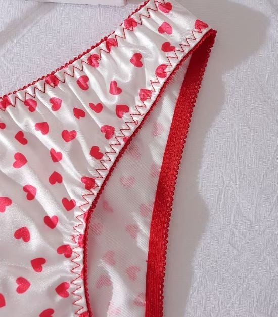 Valentine's Day PetitDoll Heart print silky knickers satin panties size 12-14(L)