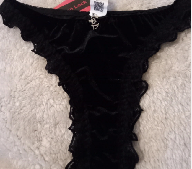 Soft Velvet & Lace with Batwing Pendant decor Triangle Panties sissy CD TV