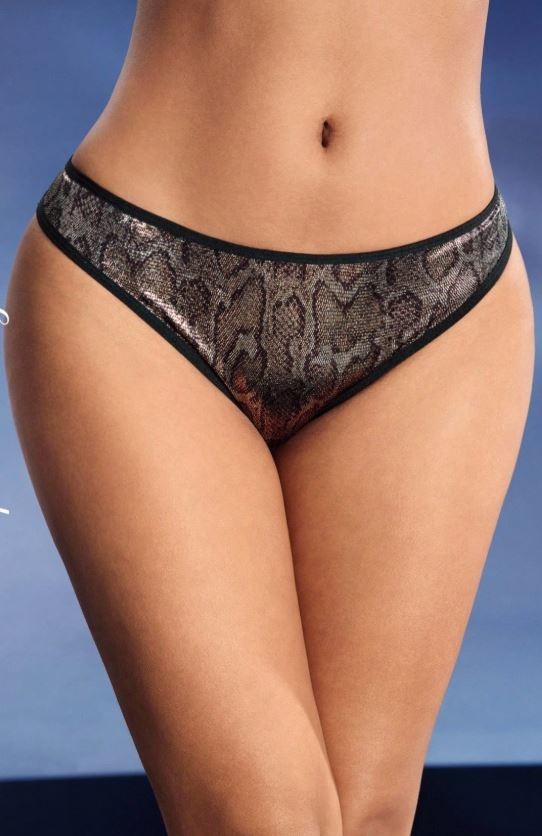 Womens snake print gold soft PVC feel satin ruched panties sissy size 16/18 (XL)