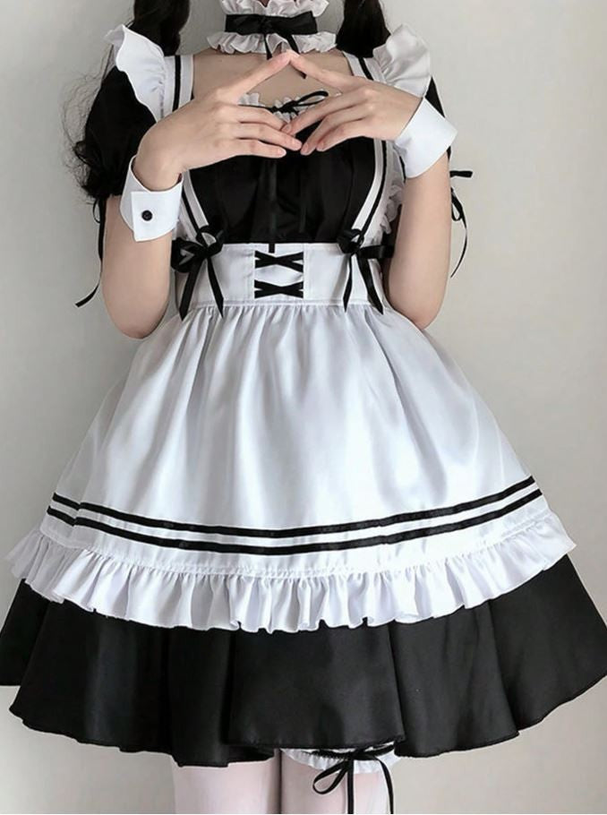 French Maid Costume set cosplay Fancy Dress Women Outfit size M / UK 10 sissy