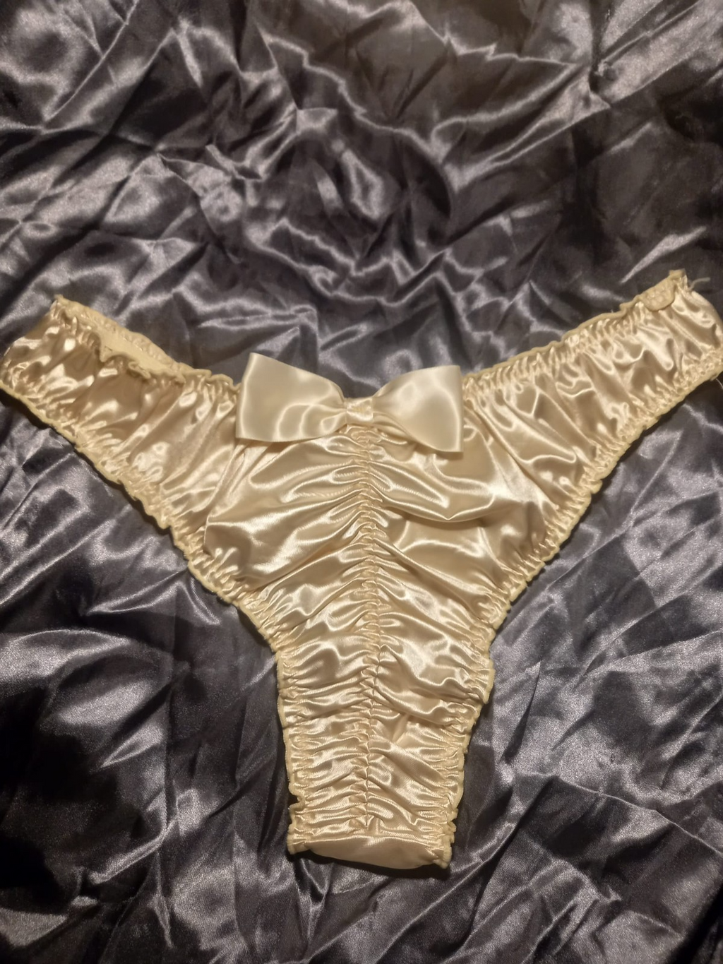 Womens elegant soft silky feel satin panties knickers glossy ruched sissy 3XL