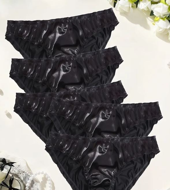 Women's soft smooth black glossy silky feel knickers satin panties sissy CD TV