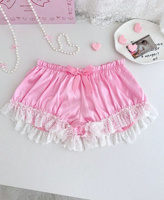 Women glossy silky feel satin knickers boyshort panties PJ shorts sissy  UK10  M