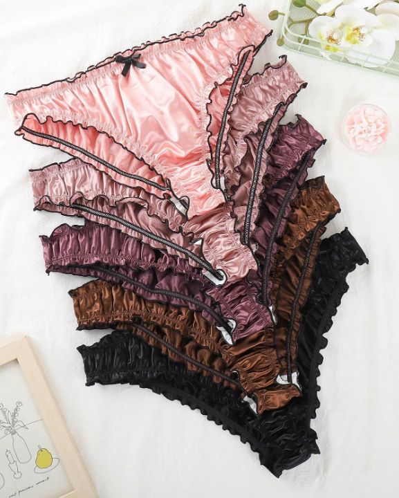Luxurious ruffle edge satin / silk panties sissy CD soft knickers