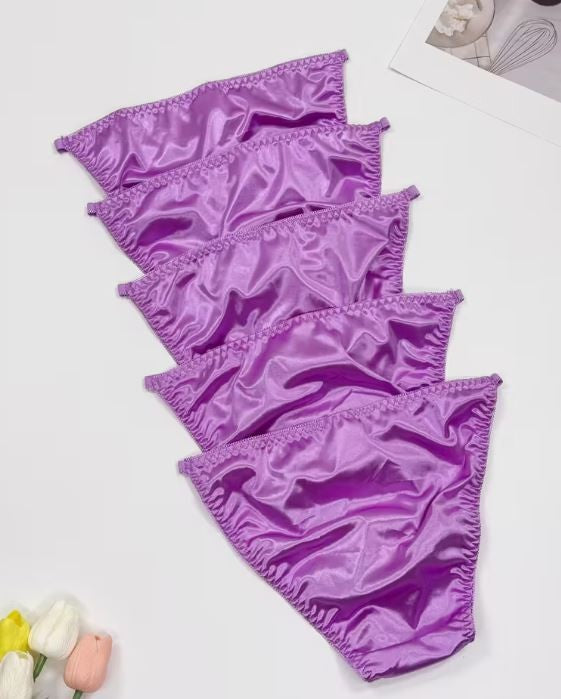 1x Womens purple silky feel satin tanga panties knickers  sissy size 16/18 (XL)