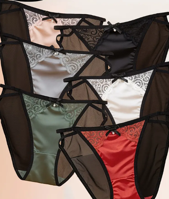 Mesh silky feel knickers pearl decor on front soft panties #sissy #CD #TV #tanga