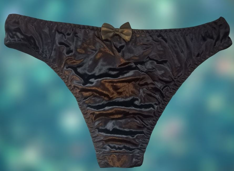 Women's unisex silky feel shiny satin knickers bow decor sissy CD TV