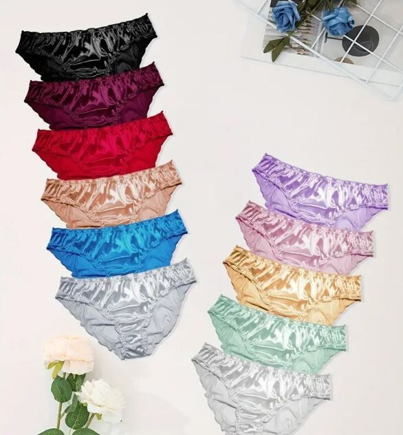 Women Sexy Soft silky knickers satin panties comfy sissy CD TV full bum coverage