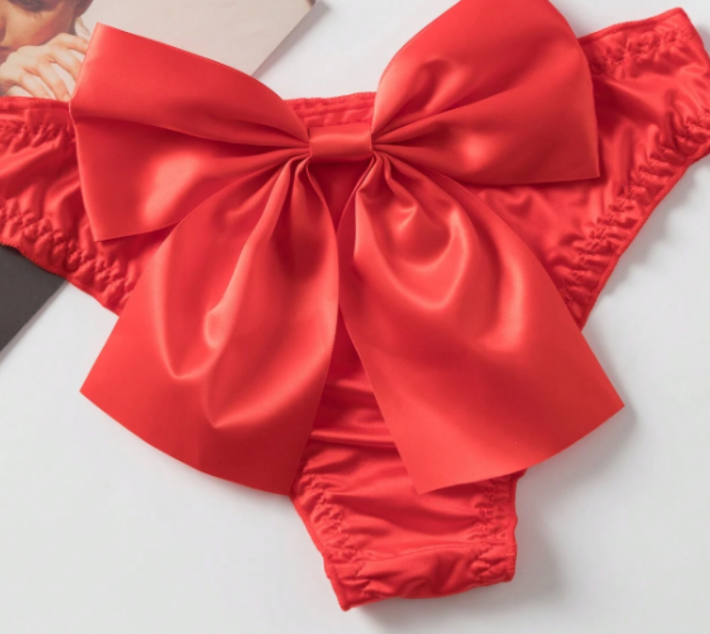 Beautiful silky Feel panties satin knickers with bow on back sissy bridal CD TV