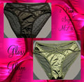 2x satin silky feel knickers mesh back panties black & khaki sissy size M /UK 10
