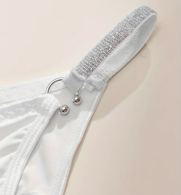 Soft silky feel panties Tanga with bow detail and chain design easy to open