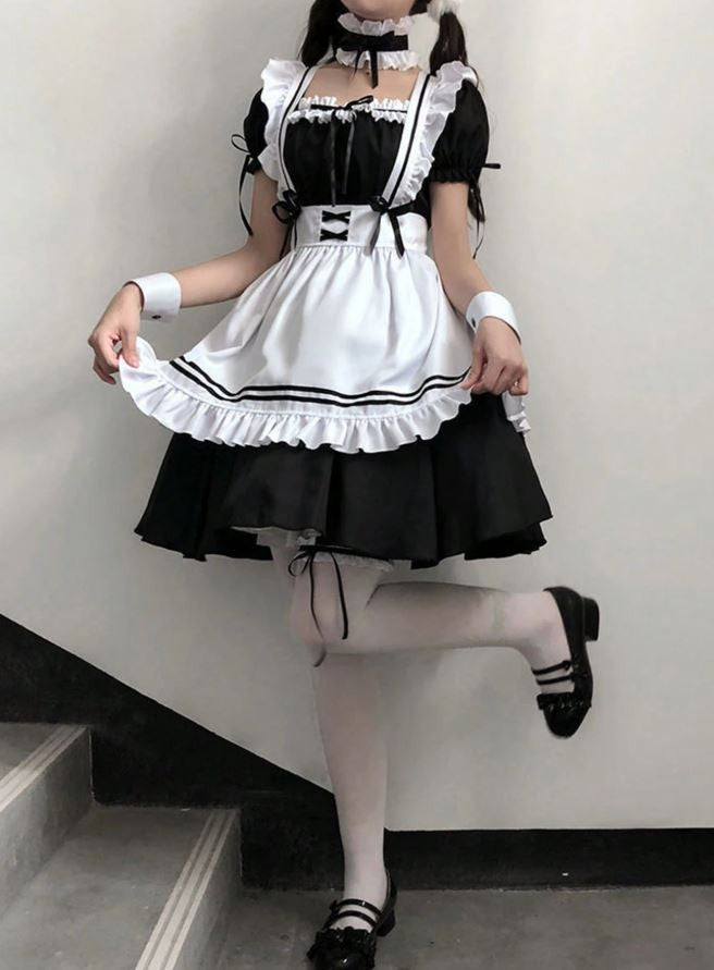 French Maid Costume set cosplay Fancy Dress Women Outfit size L / UK 12-14 sissy