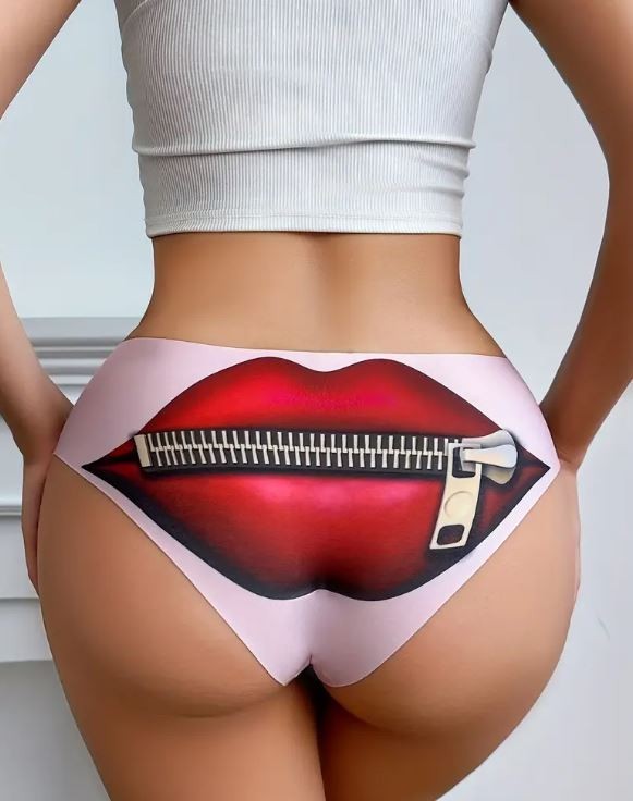 Womens silky feel satin panties seamless 3D cartoon print size M to L - 10/12/14