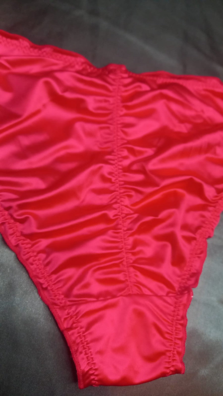 Women's elegant silky feel satin panties stretchy ruched sissy size 12/14 (L)