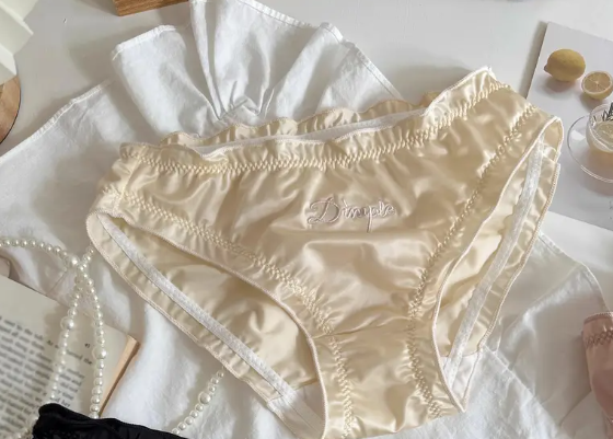 ''Dimple'' embroidery soft silky feel knickers satin frill trim panties sissy