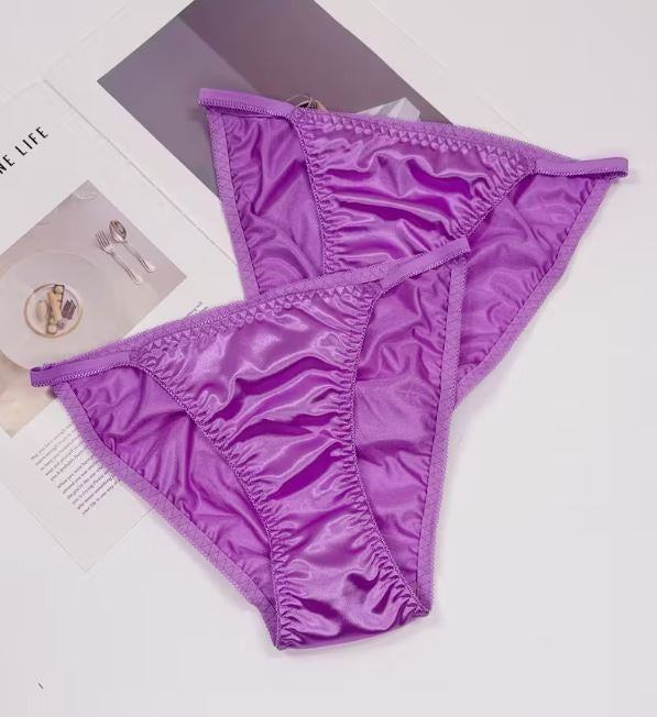 1x Womens purple silky feel satin tanga panties knickers  sissy size 16/18 (XL)