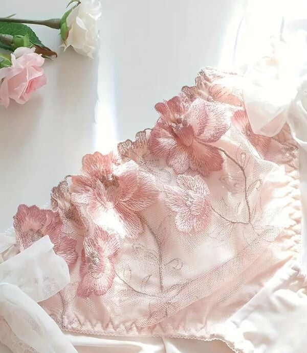 HOT Viral Japanese style soft silky feel satin lace panties bow ties decor sissy