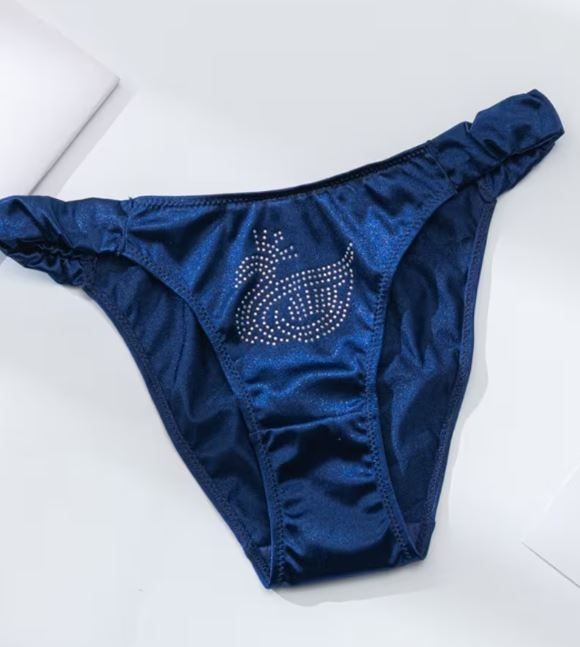 Silky feel royal blue satin panties tanga full bum coverage size UK 16-18 / (XL)