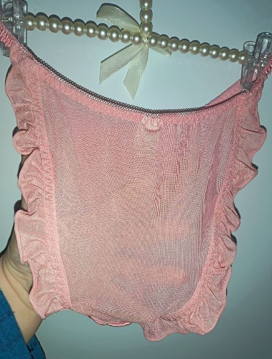 2 pack Sheer Mesh Ruffle Panties Satin Fairycore Coquette Lingerie size 8 S