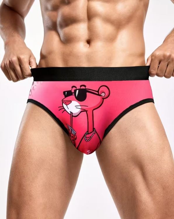 Men's soft ice silky feel satin panties pink extra comfy pink panther size M /10