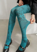 Sexy blue tights black floral print one size fits S-M all seasons