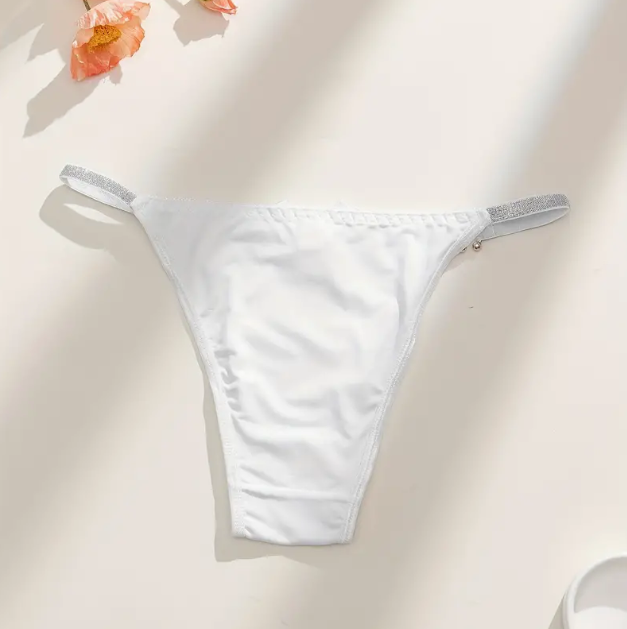 Soft silky feel panties Tanga with bow detail and chain design easy to open
