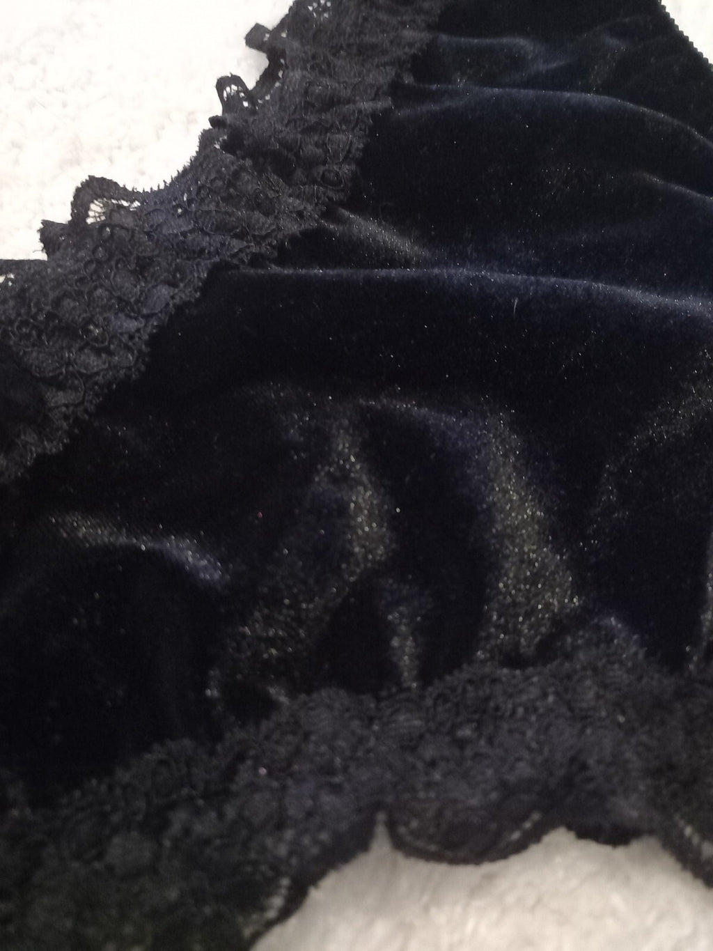 Soft Velvet & Lace with Batwing Pendant decor Triangle Panties sissy CD TV