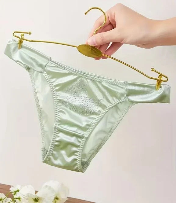 Silky feel mint green satin panties tanga full bum coverage size UK 10 / (M)