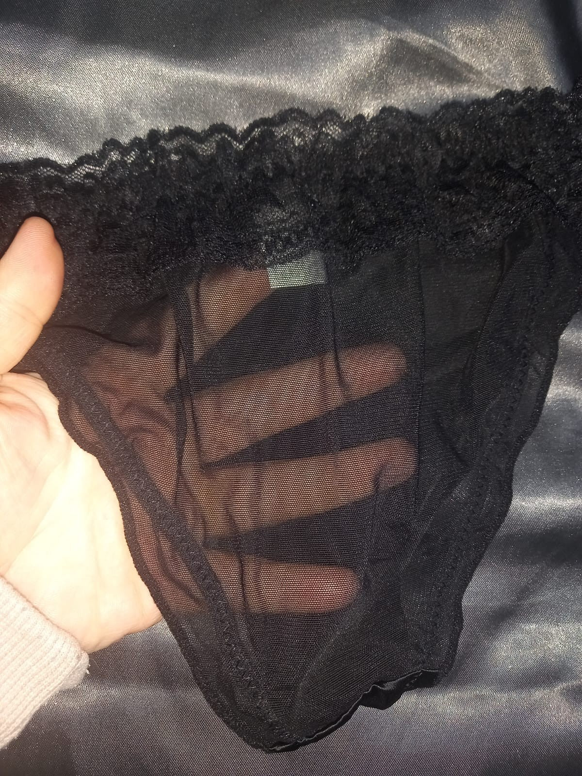 Women's French satin front knickers panties mesh back tanga sissy size 8/10 S/M