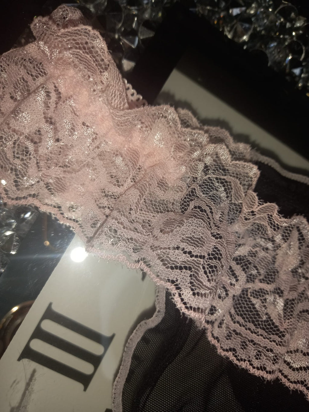 Women's French satin front knickers panties mesh back tanga sissy size 8/10 S/M