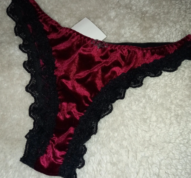 Soft Velvet & Lace with Batwing Pendant decor Triangle Panties sissy CD TV