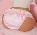 ❤️Ladies silky satin pink Frilly ruffles Knickers Panties sissy size S UK 8