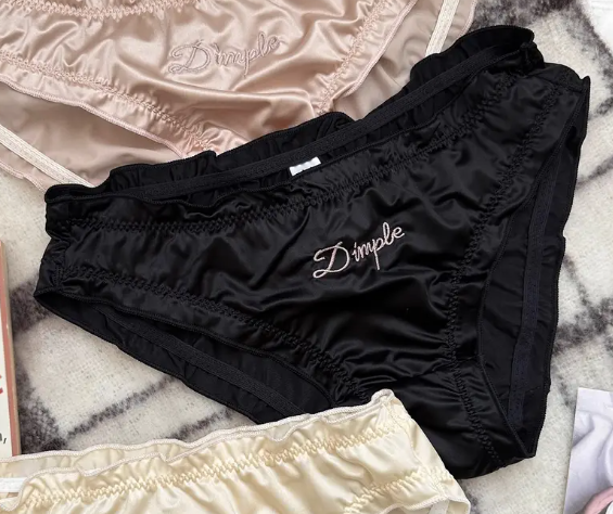 ''Dimple'' embroidery soft silky feel knickers satin frill trim panties sissy
