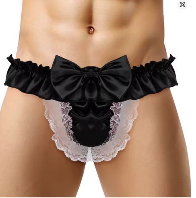 Stunning silky & lace sexy Sissy Panties for men cd tv drag maid shiny playful