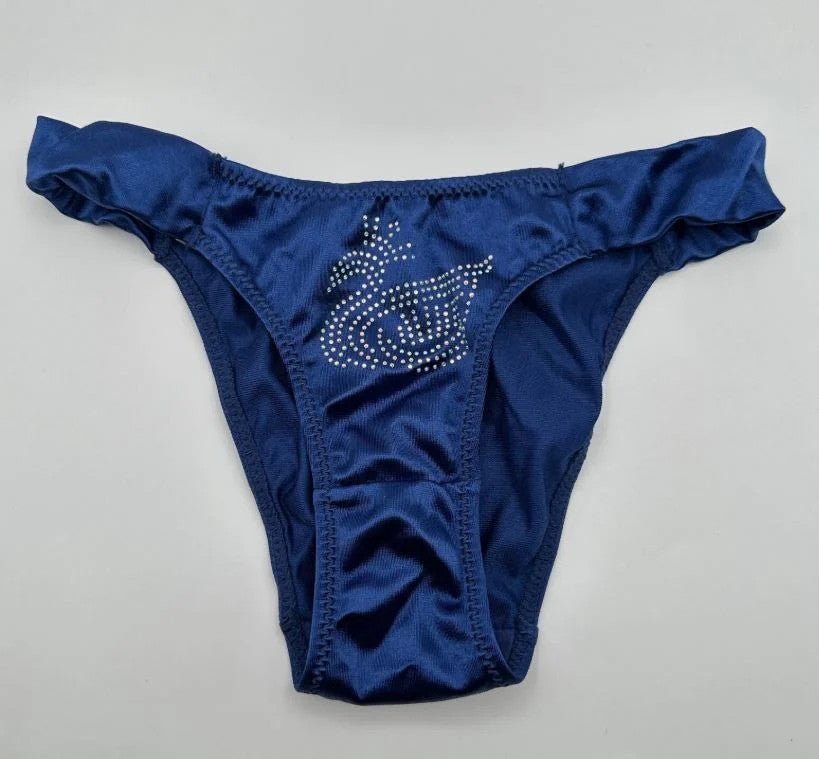 Silky feel royal blue satin panties tanga full bum coverage size UK 12-14 / (L)