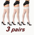 3x Elegant white stockings white lace trim sheer thigh high stretchy one size