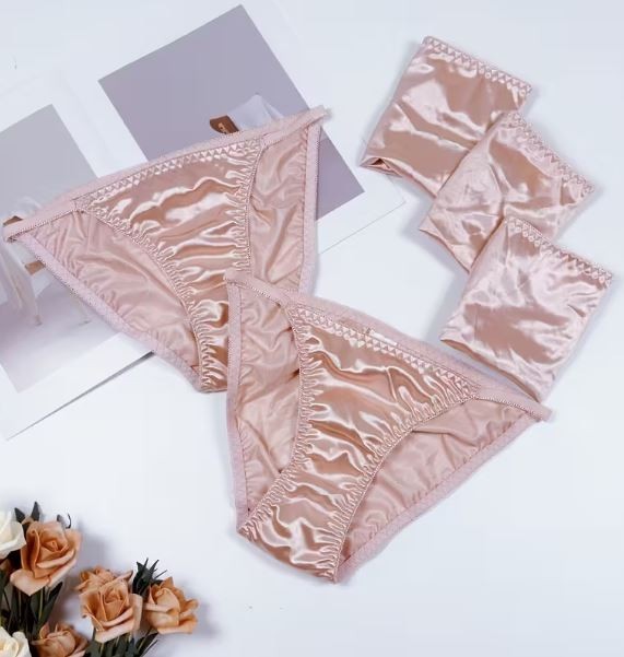 1x Womens pink silky feel satin tanga panties knickers  sissy size 12/14 (L)