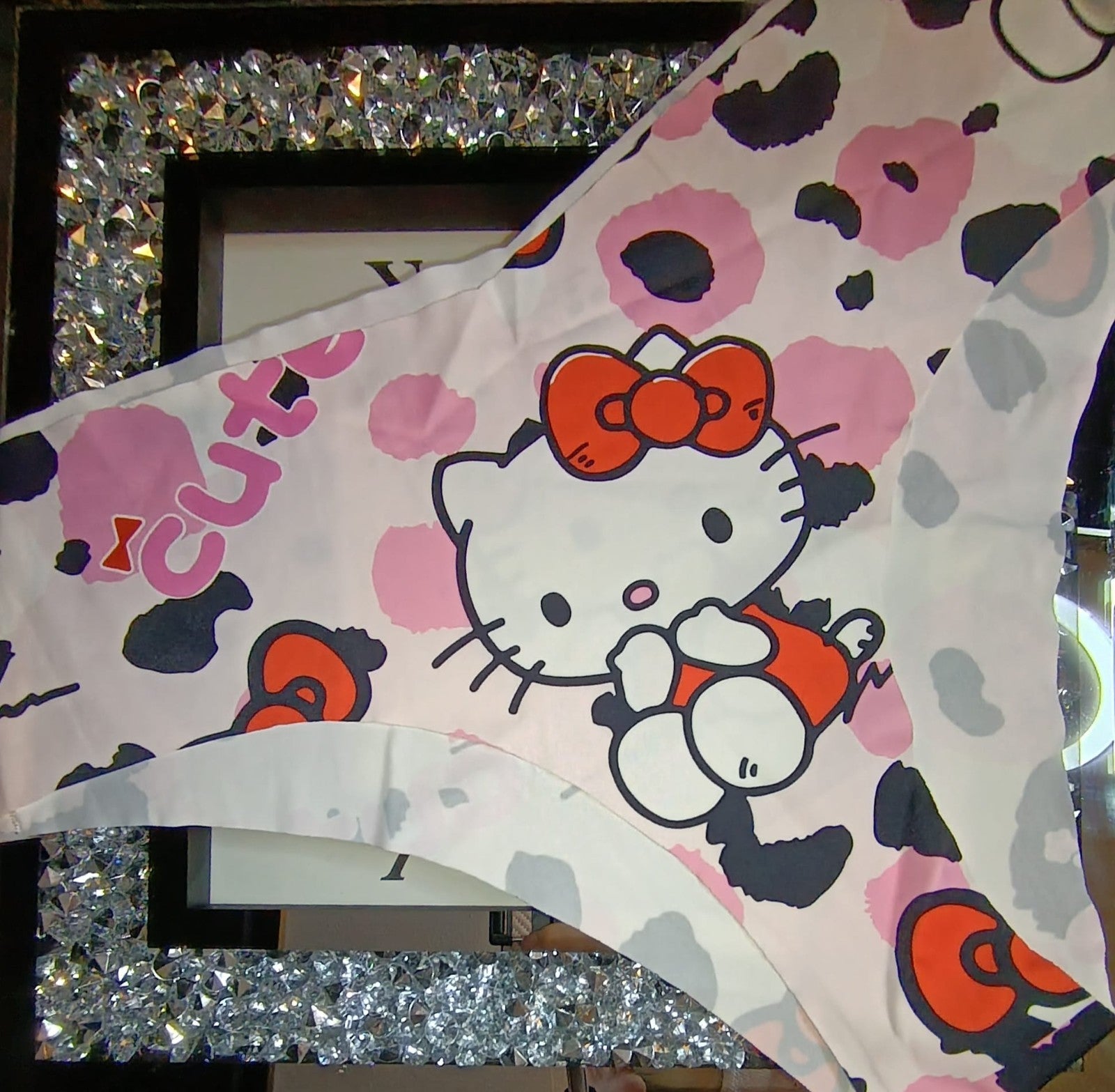 Womens ice silky feel satin plus panties seamless cartoon print size 2XL - UK 20