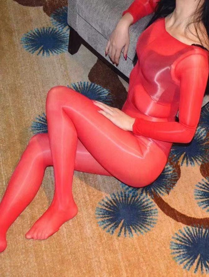 NEW high oil shine soft silky feel body stockings open crotch one size jumpsuit