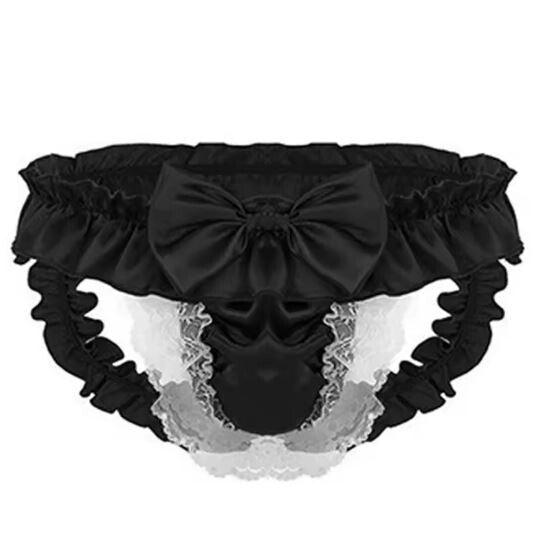 Stunning silky & lace sexy Sissy Panties for men cd tv drag maid shiny playful