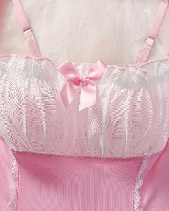 Plus Size 16-18 Sexy pink Maid Lingerie nightie Dress Lace Outfit XL cosplay