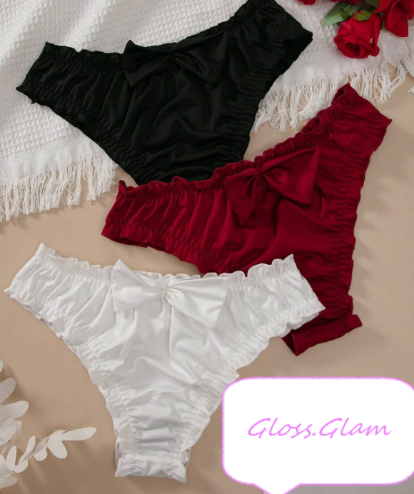 Women's plus size silky feel soft knickers stretchy with bow detail #sissy#tv#cd