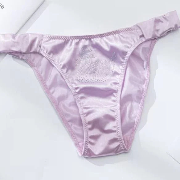 Silky feel lilac satin panties tanga full bum coverage size UK 16-18 / (XL)