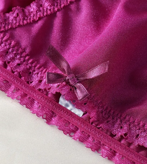 Purple Hipster Panties Tanga with Lace Trim and Bow Detail sissy S and XS 6/8