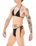 Mens black Micro Bikini Set String Triangle Bra Thong Swimwear ONE size fits S-L