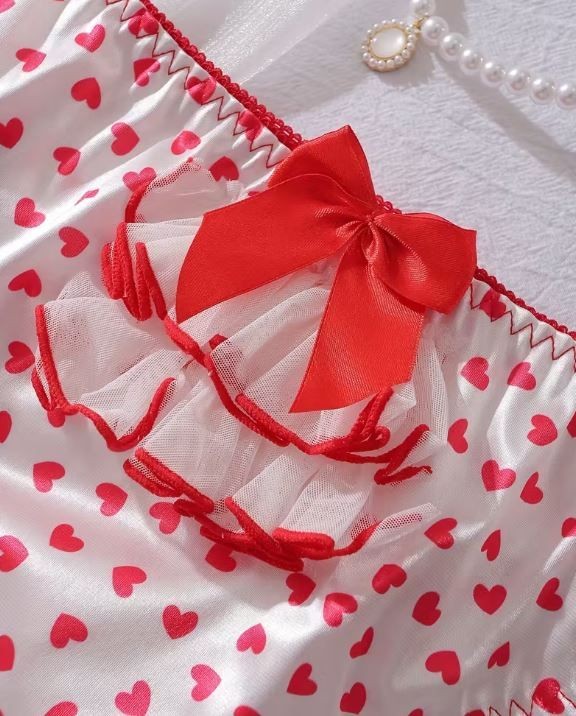 Valentine's Day PetitDoll Heart print silky knickers satin panties size 12-14(L)